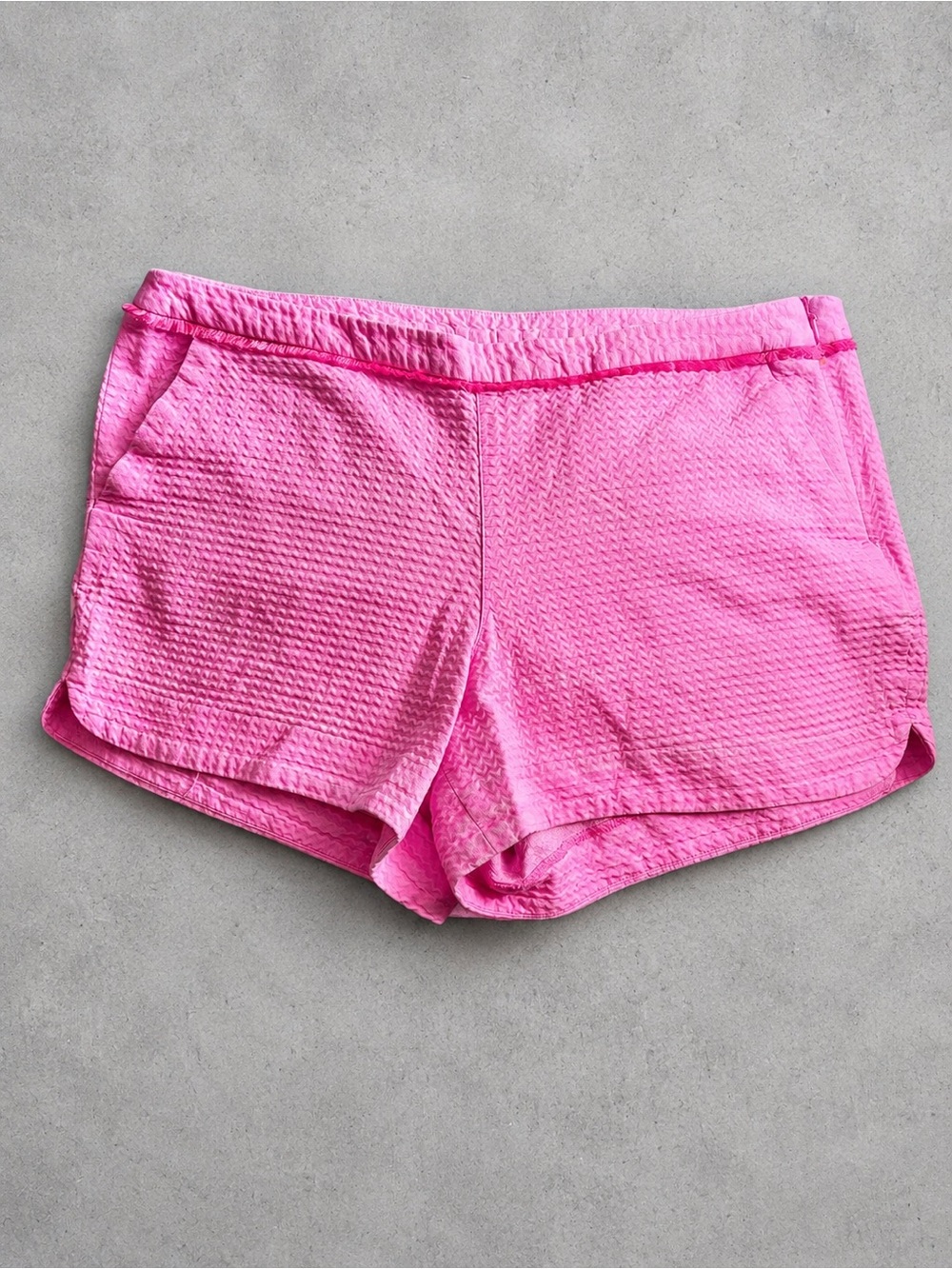 Lilly Pulitzer Pink Seersucker Shorts Womens 14 Cotton Side Zip Preppy Resort